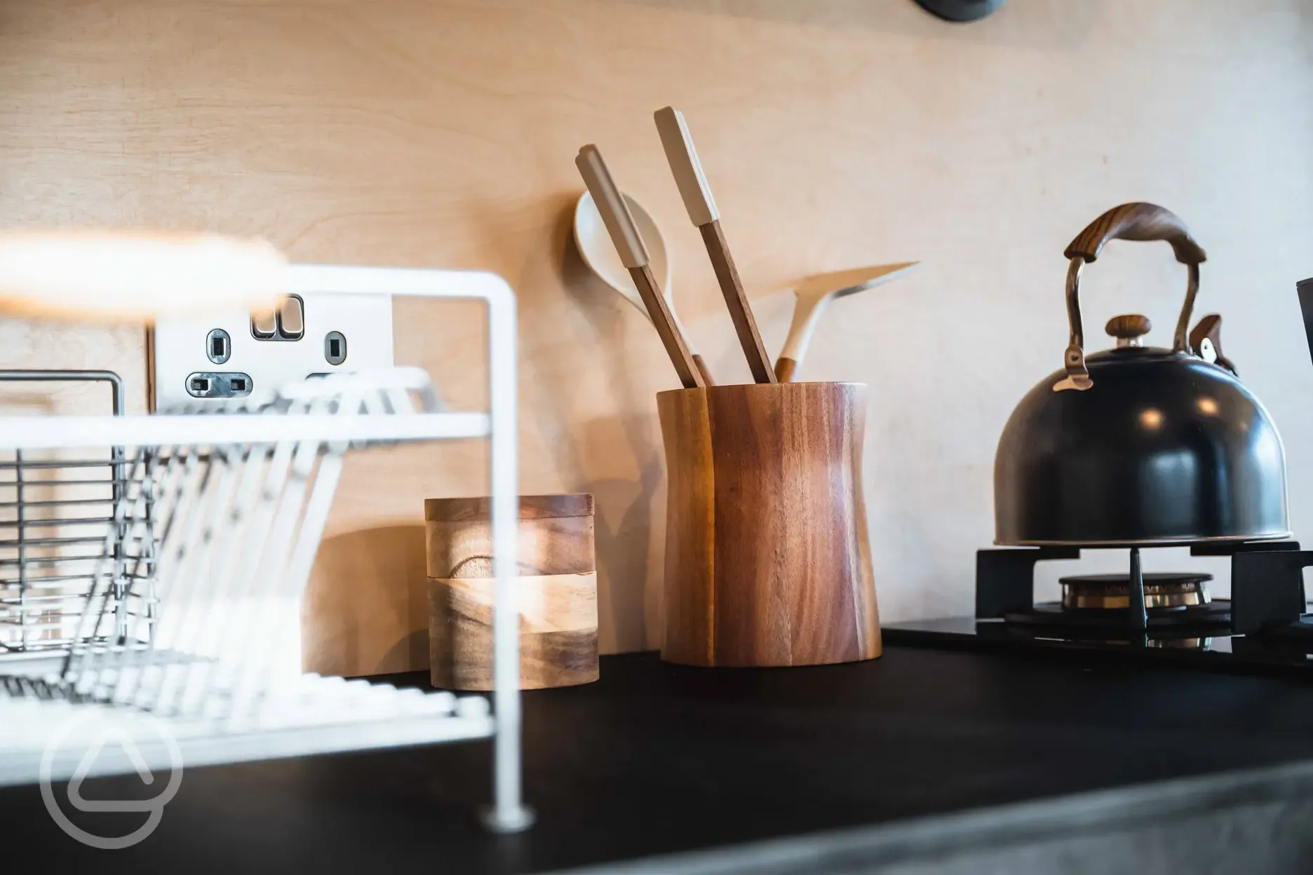 Glamping cabin kitchenette