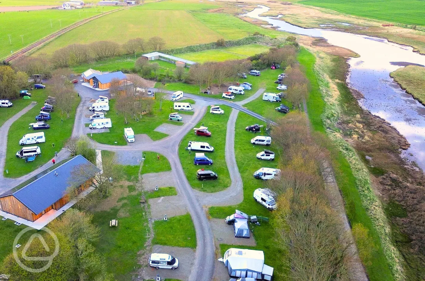 Aerial of the site and Wick River