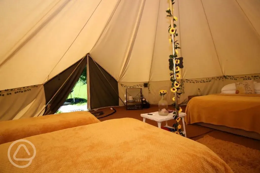 Sunflower bell tent interior