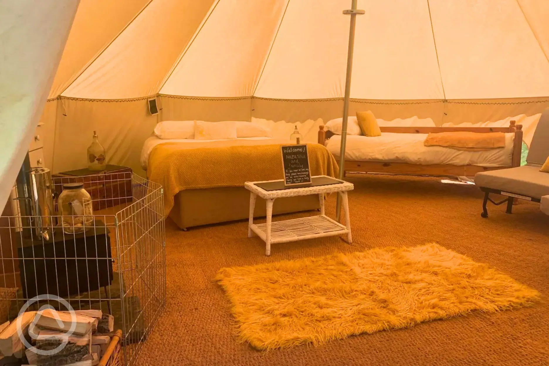 Sunflower bell tent interior