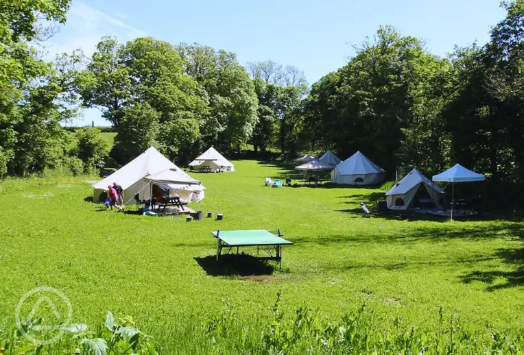 Furnished bell tents (sleeping two to six)