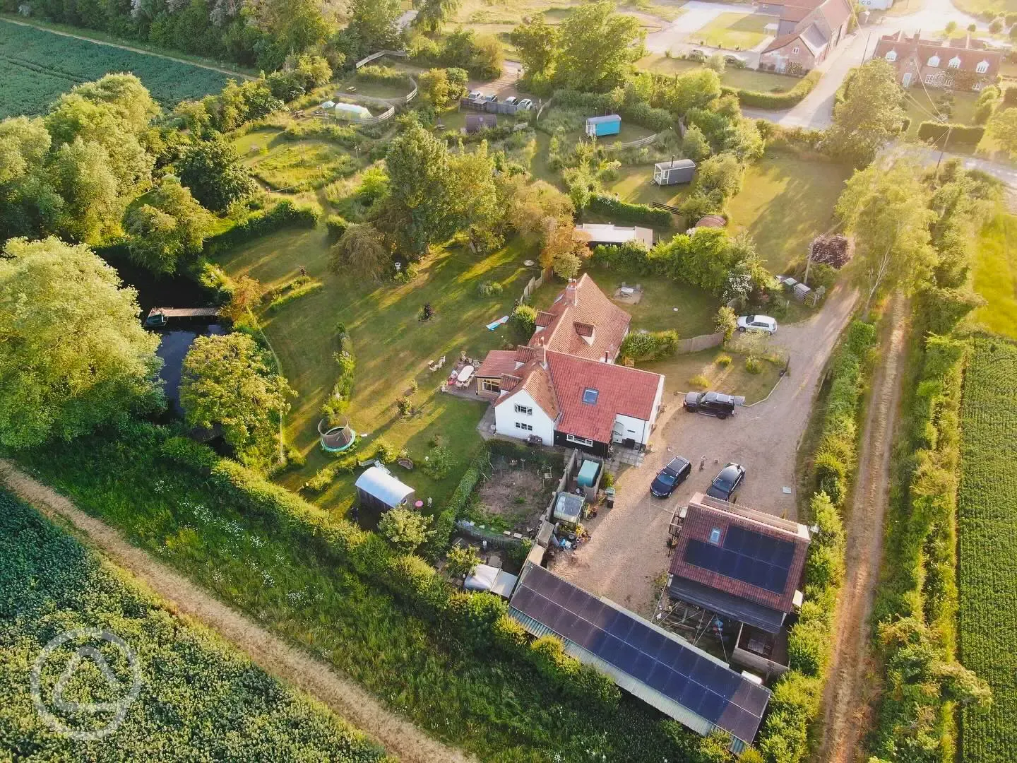 Aerial of The Wildings Elms Meadow with private glade areas Aerial of The Wildings Elms Meadow with private glade areas
