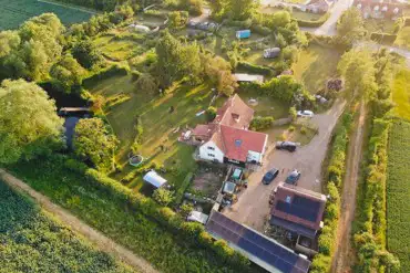 Aerial of The Wildings Elms Meadow with private glade areas