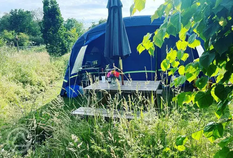 Grass pitches surrounded by rewilded areas