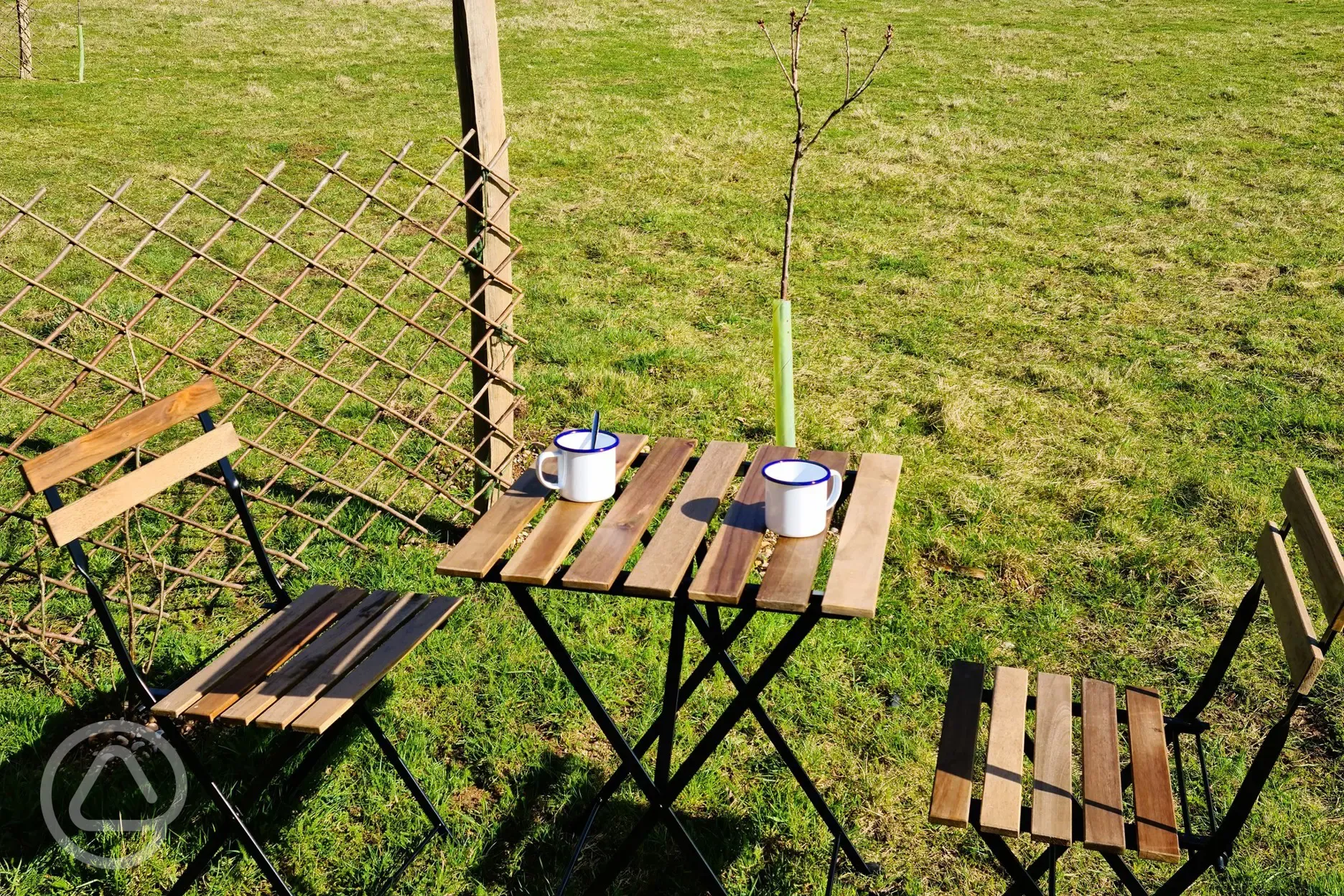 Shepherd's hut outdoor seating