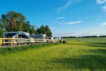Countryside views from The Menage electric gravel pitches at Coxhill Camping