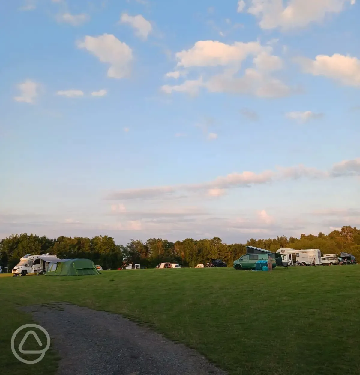 Non electric grass pitches at sunset