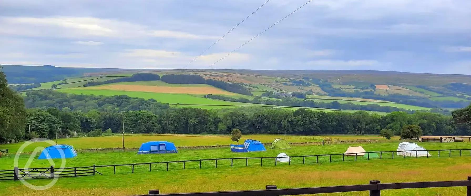 Non electric grass tent pitches with countryside views