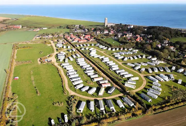Aerial of Manor Caravan Park and rural views
