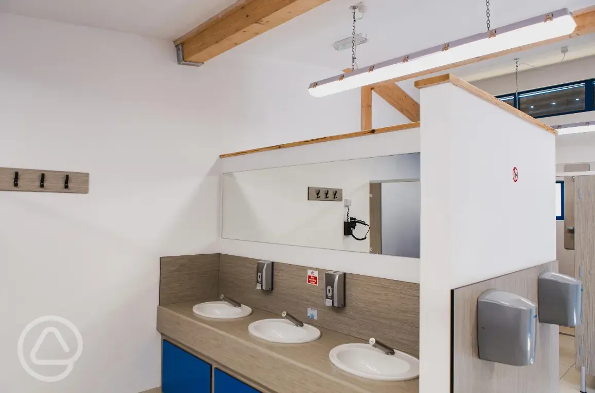 Toilets and showers with hairdryers