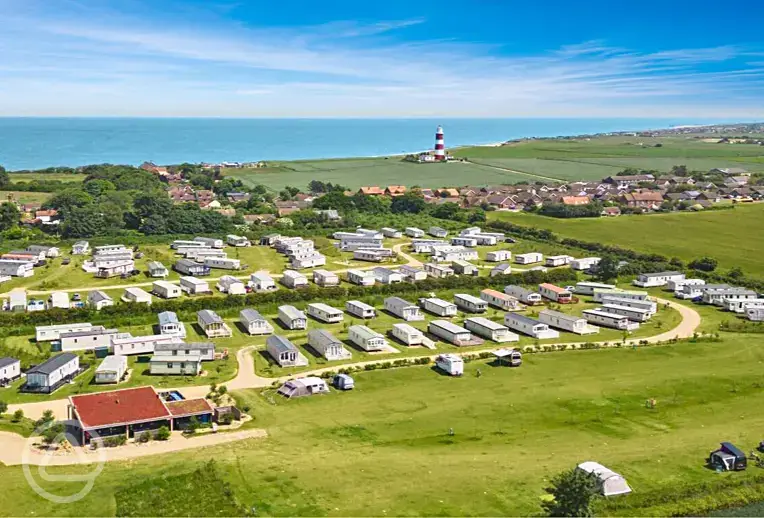 Aerial of Manor Caravan Park and Happisburgh Beach 