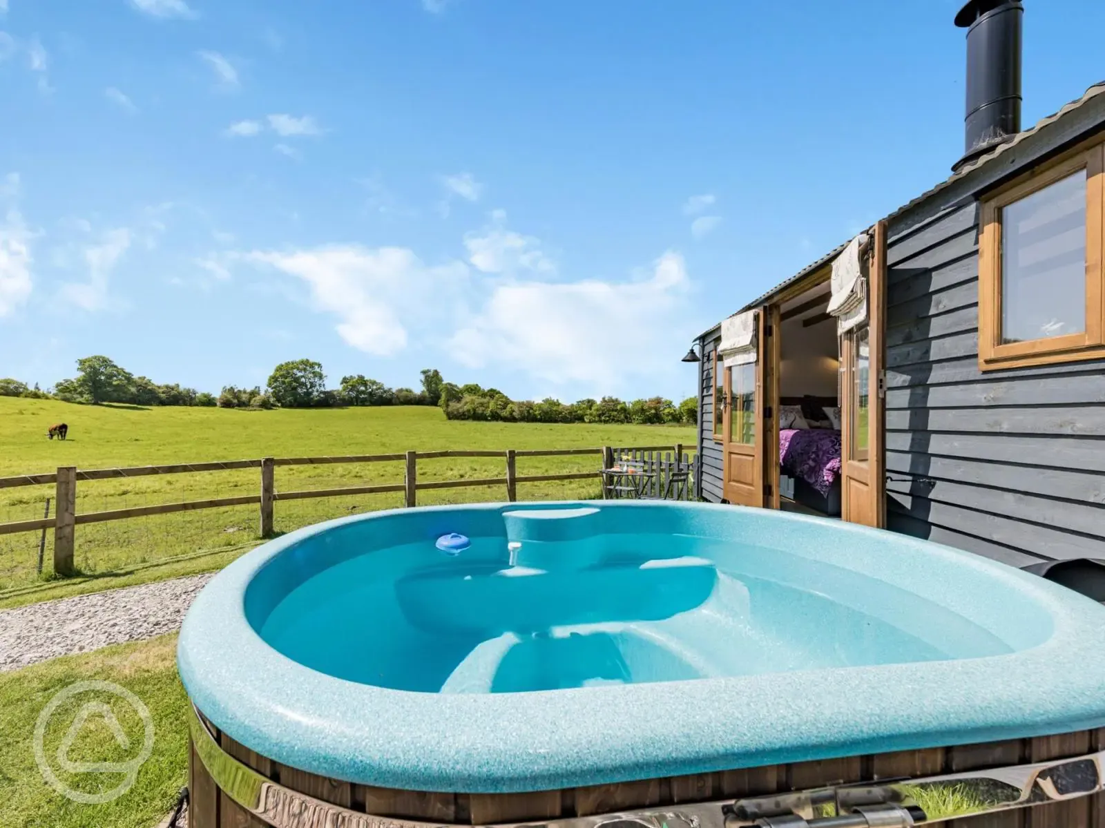 Shepherd's hut hot tub