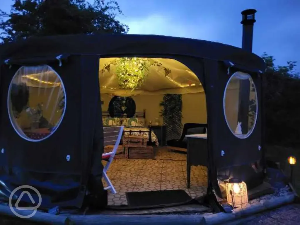 Hereford Yurt at night