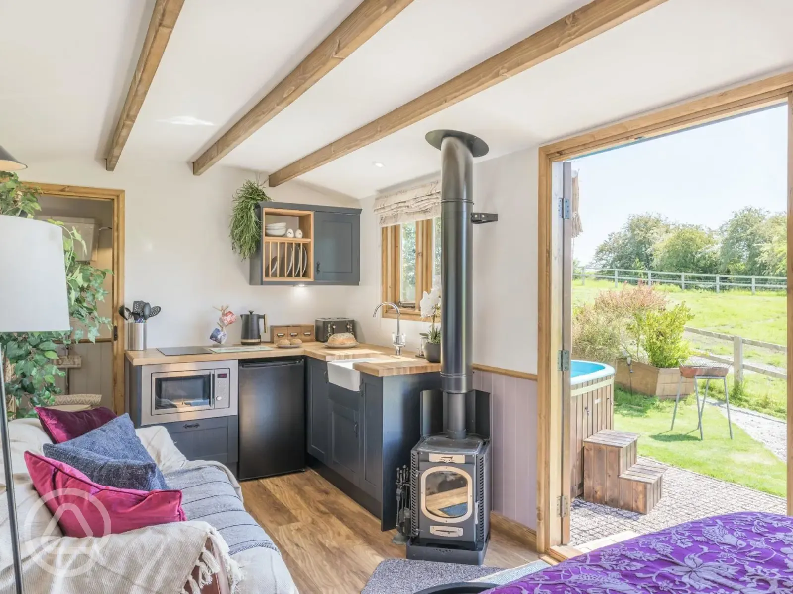 Shepherd's hut interior