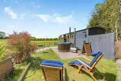 Shepherd's hut and hot tub