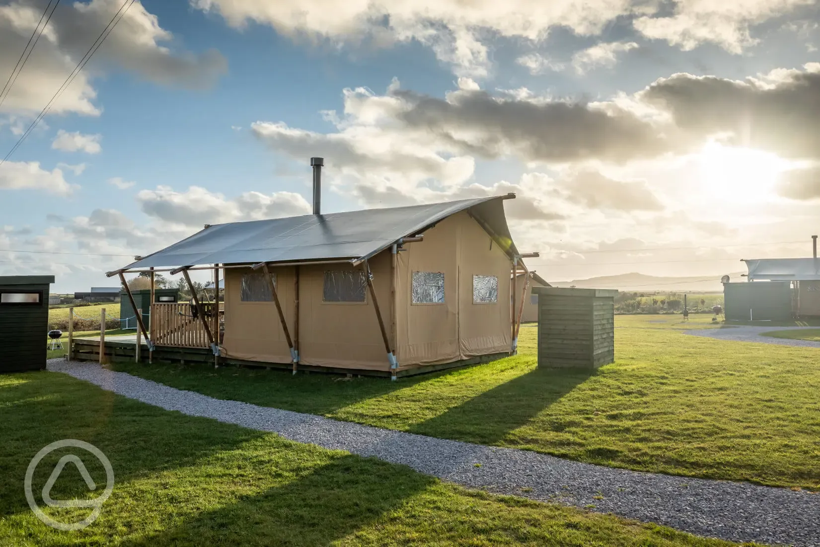 Safari tent at sunset