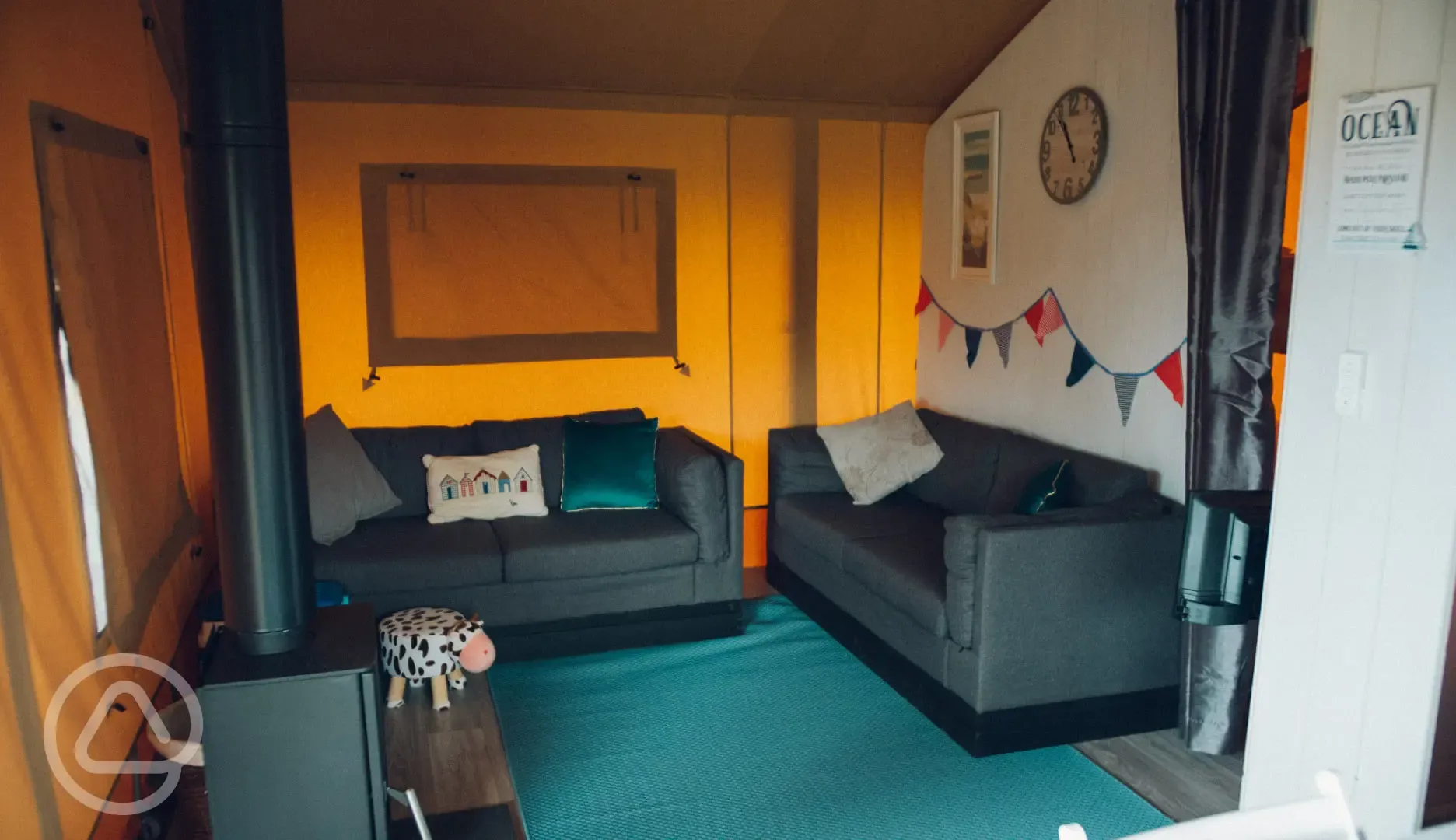 Woody tent living area