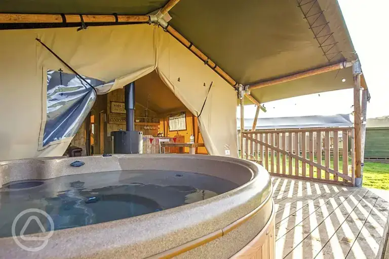 Safari tent private hot tub
