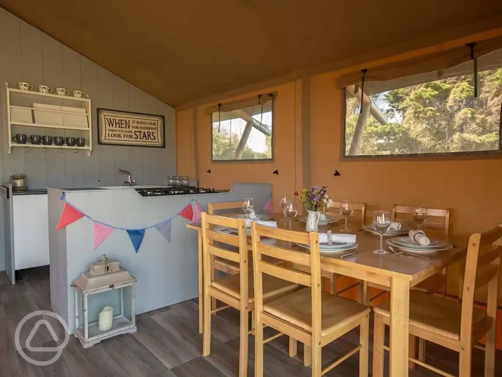 Safari tent dining table