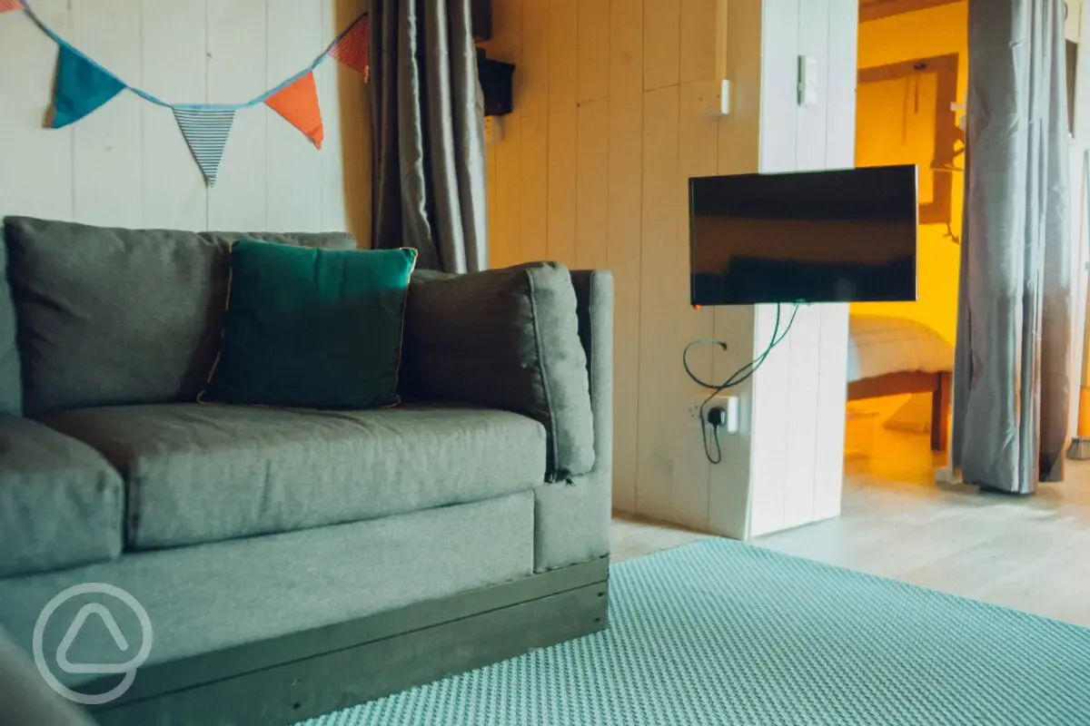 Woody tent interior