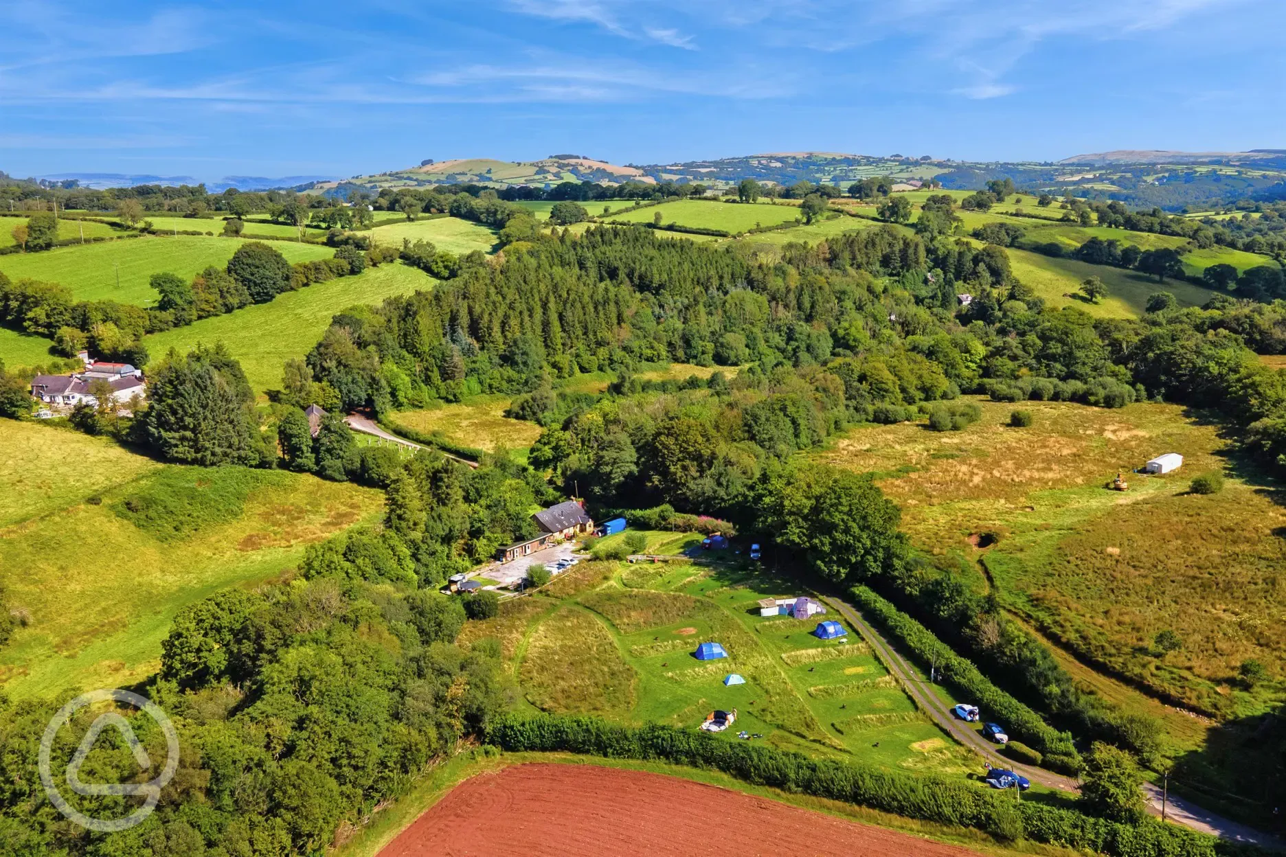Aerial of the campsite in the Brecon Beacons