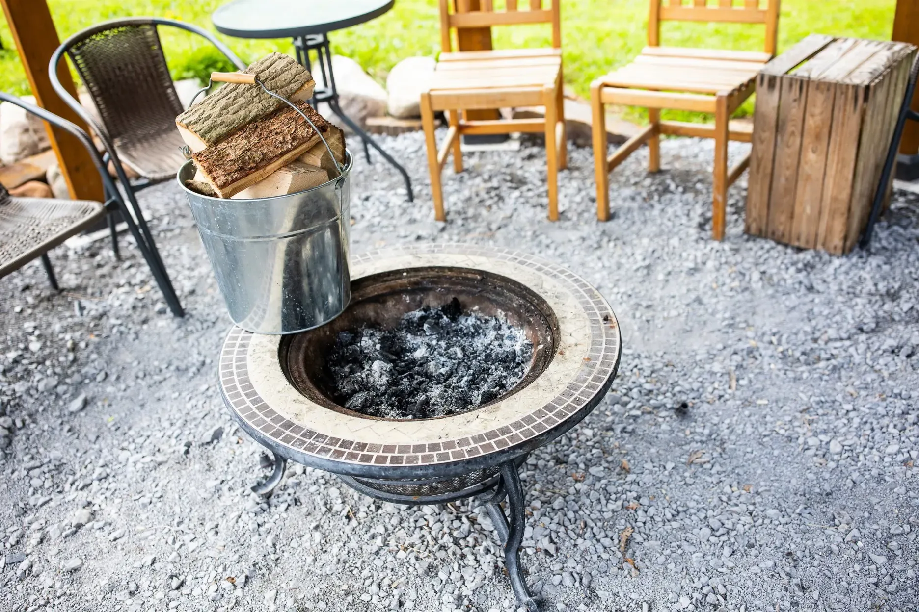 Communal covered fire pit with seating Communal covered fire pit with seating