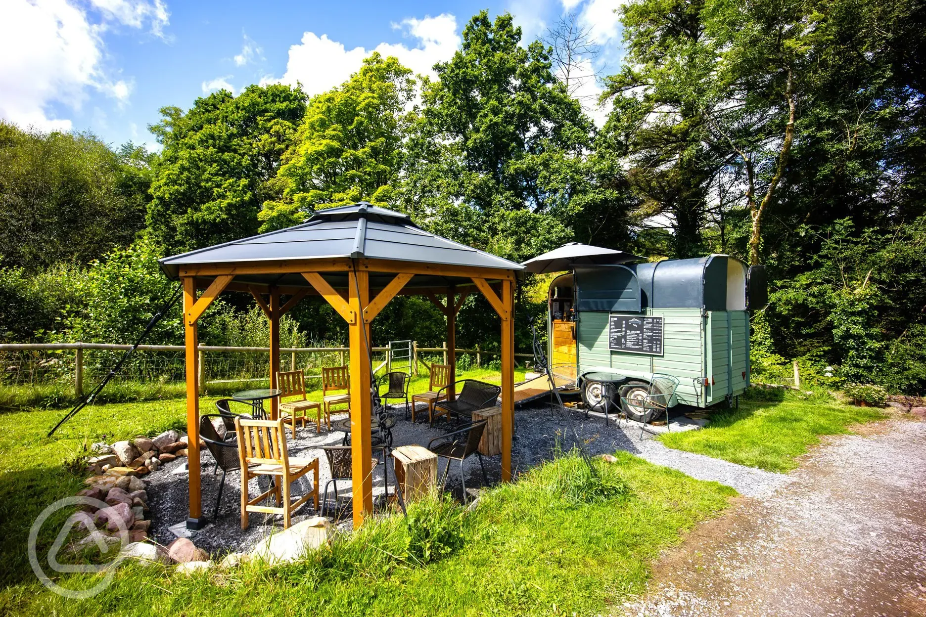 Café/bar and communal fire pit 