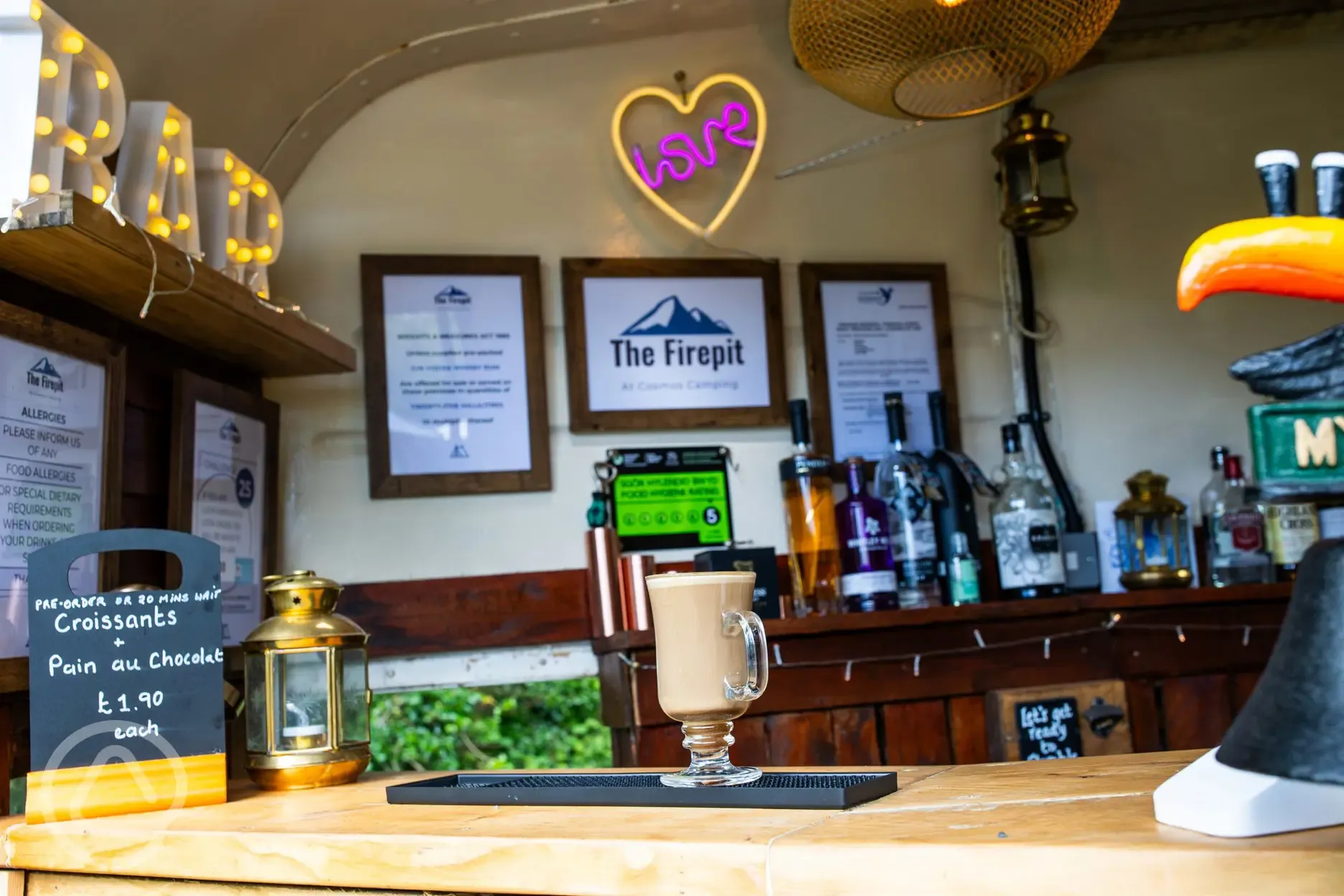 Hot drinks available at The Firepit Café and Bar Hot drinks available at The Firepit Café and Bar