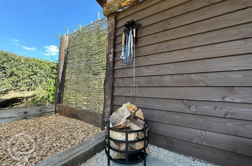 Copper Beech shepherd's hut fire pit supplies