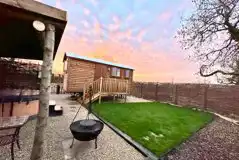 Willow shepherd's hut at sunset