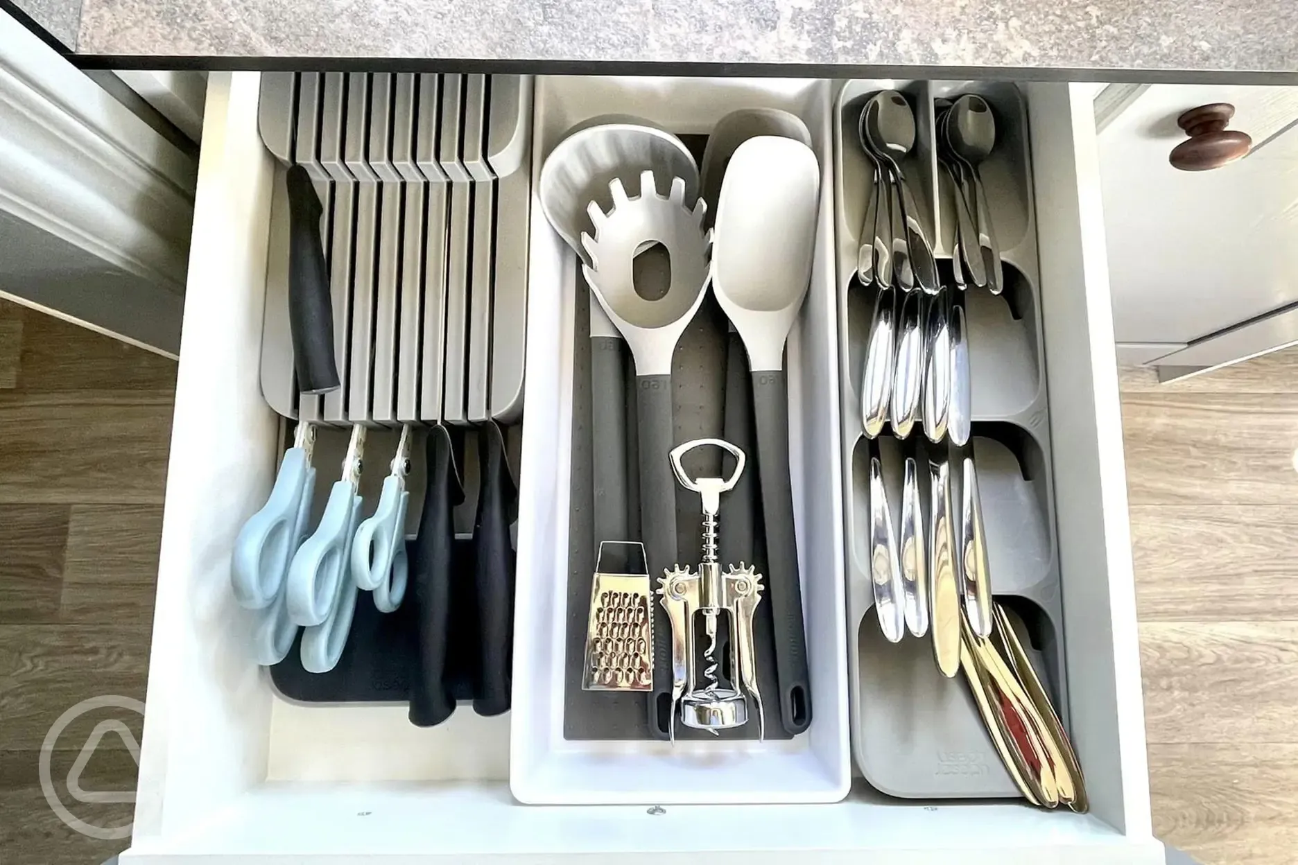 Willow shepherd's hut kitchen utensils