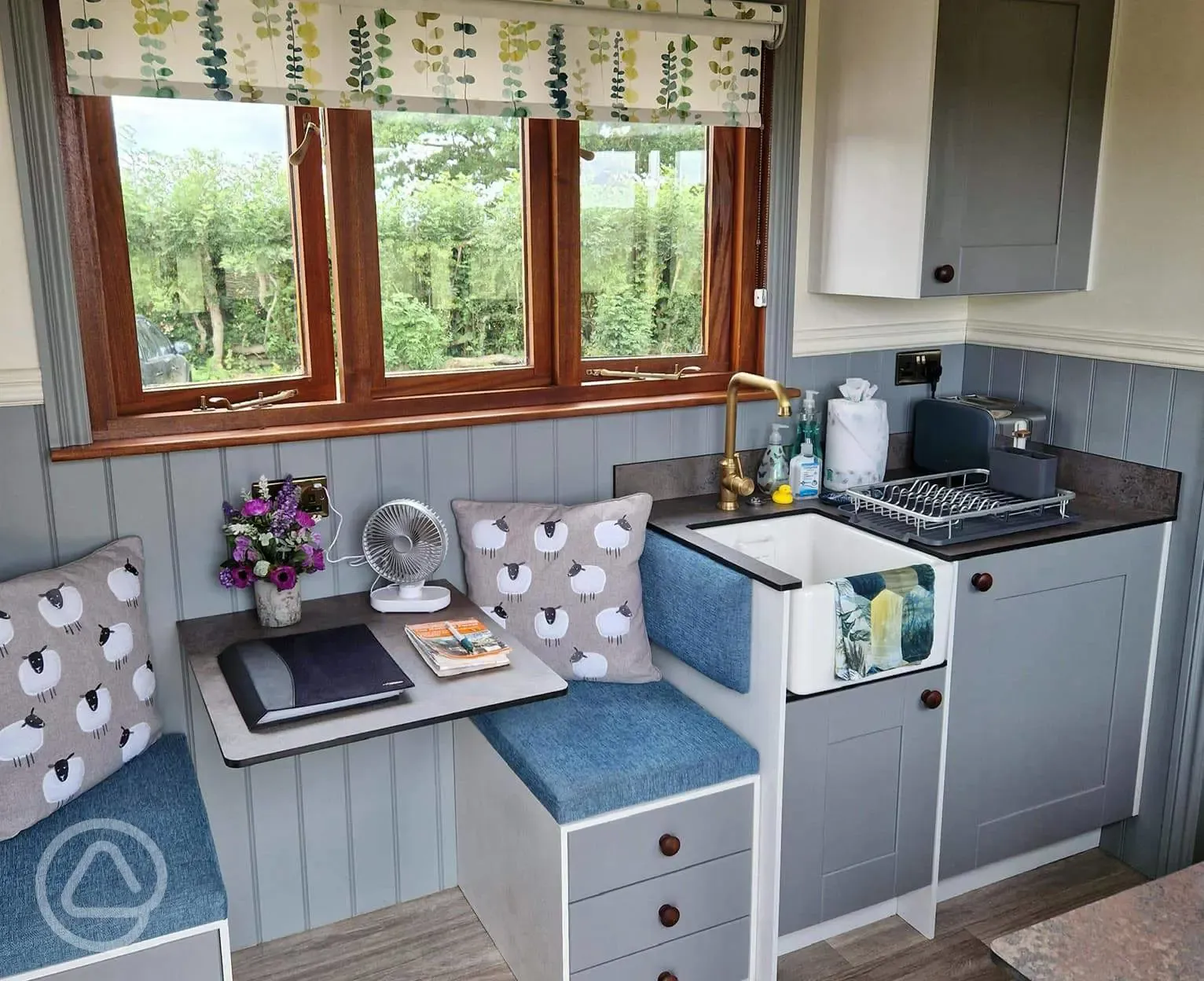 Willow shepherd's hut kitchen area