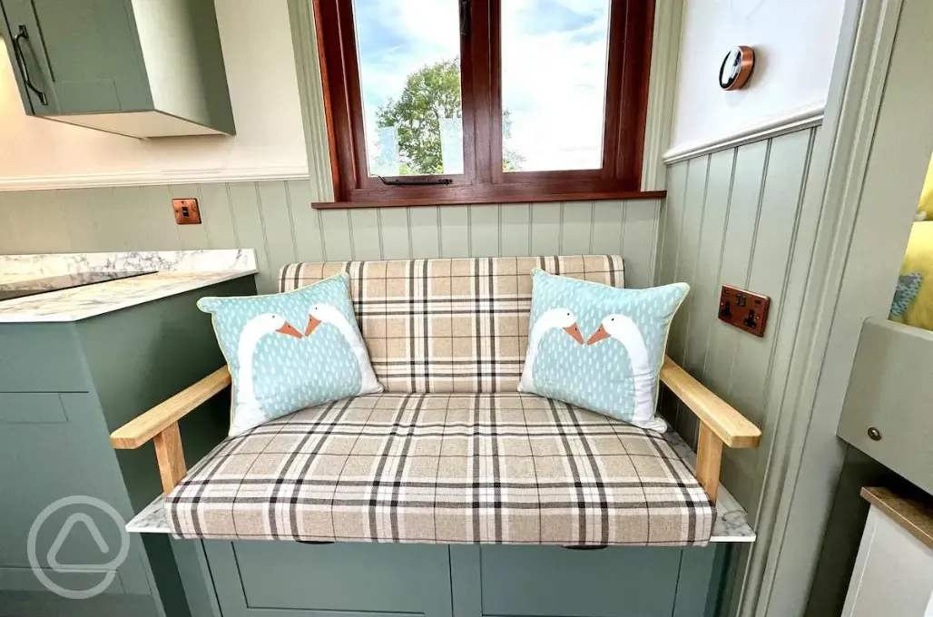 Copper Beech shepherd's hut interior