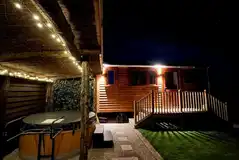 Copper Beech shepherd's hut at night Copper Beech shepherd's hut at night