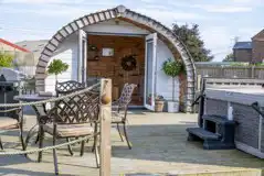 Chaplins Club pod and private decking with hot tub and BBQ