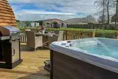 Bowcliffe pod decking area with hot tub and BBQ