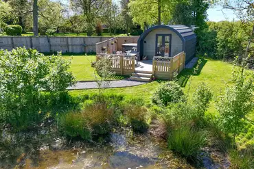 Paddywack glamping pod with views across the pond