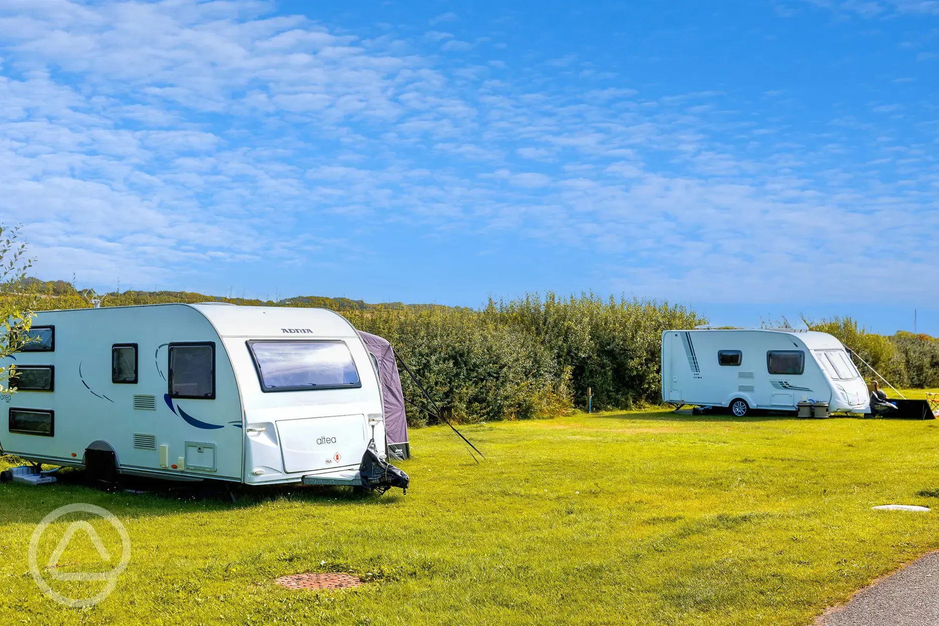 Caravans on non electric grass pitches
