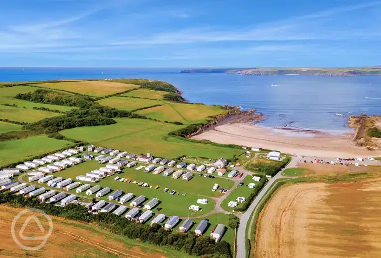 Aerial of the campsite and coast