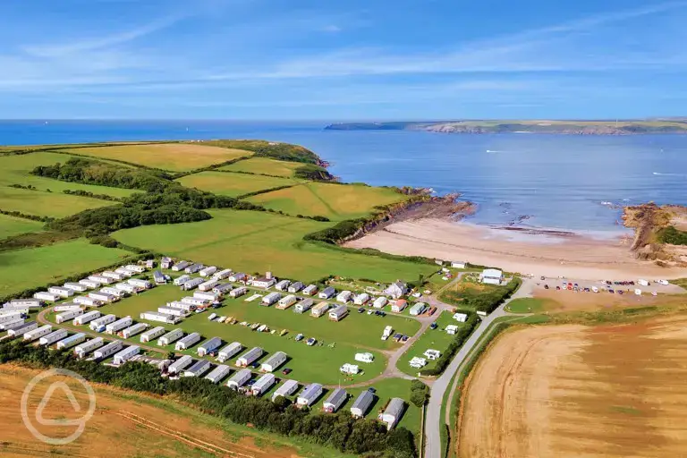 Aerial of the campsite and coast