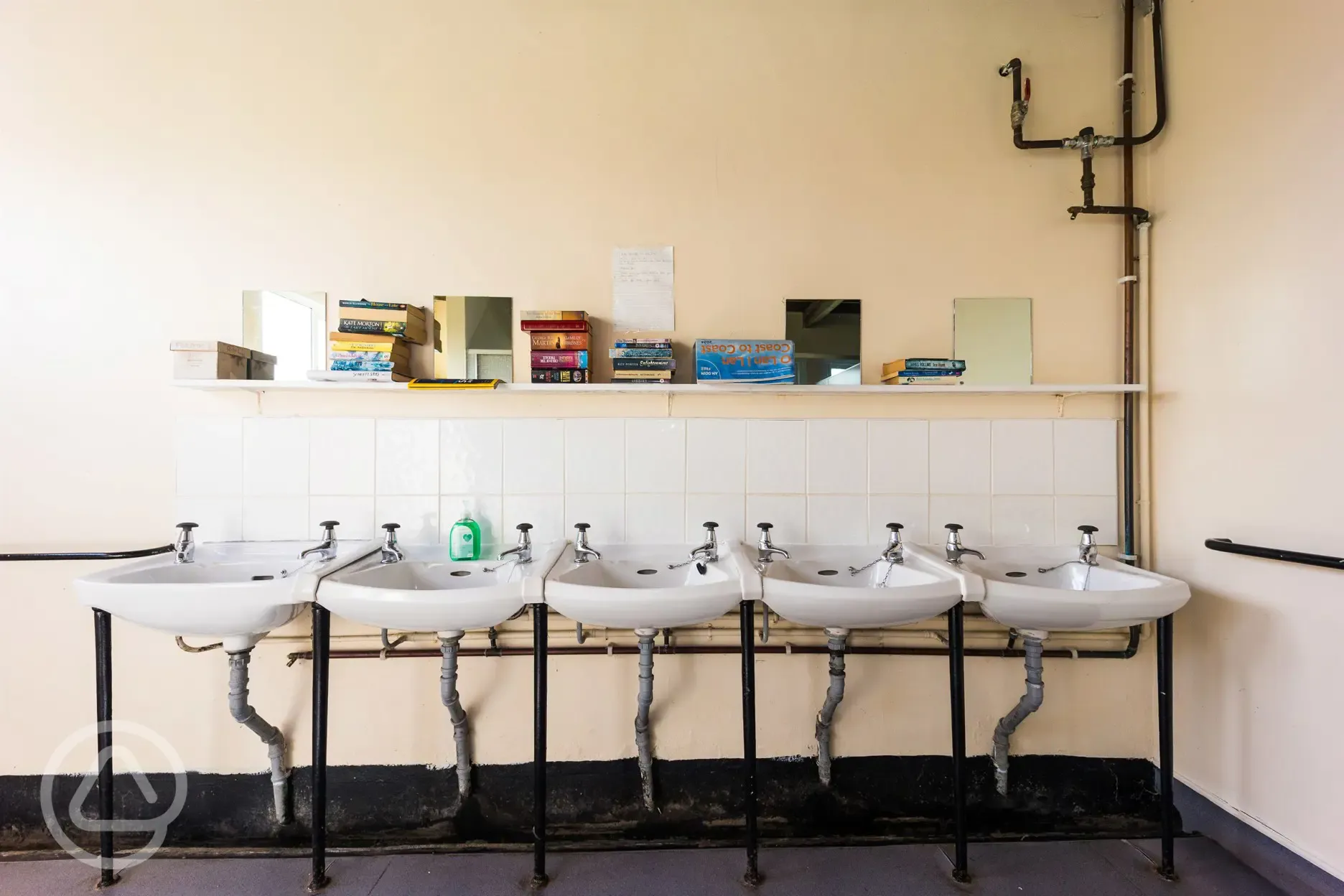 Sinks and book exchange in the toilets