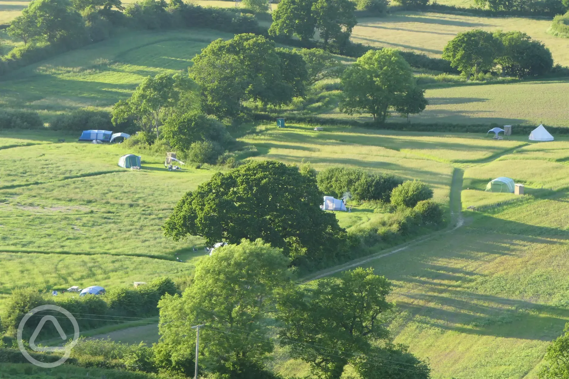 Aerial of the non electric grass pitches