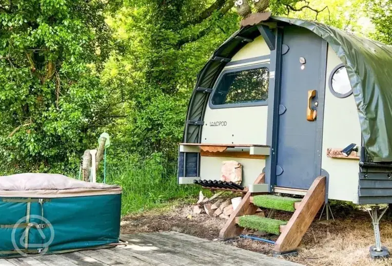 Small landpod with hot tub