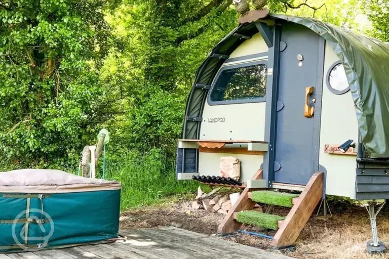 Small landpod with hot tub