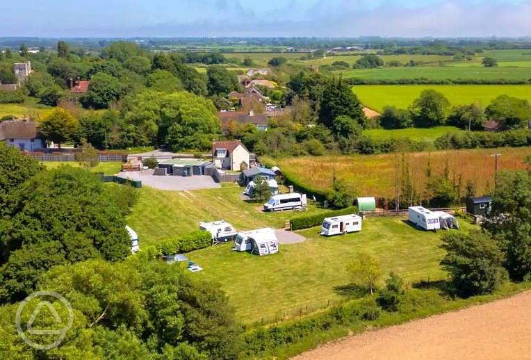Aerial of Bucket and Spade Holidays Touring and the surrounding countryside