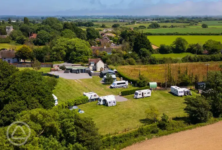 Aerial of Bucket and Spade Holidays Touring and the surrounding countryside