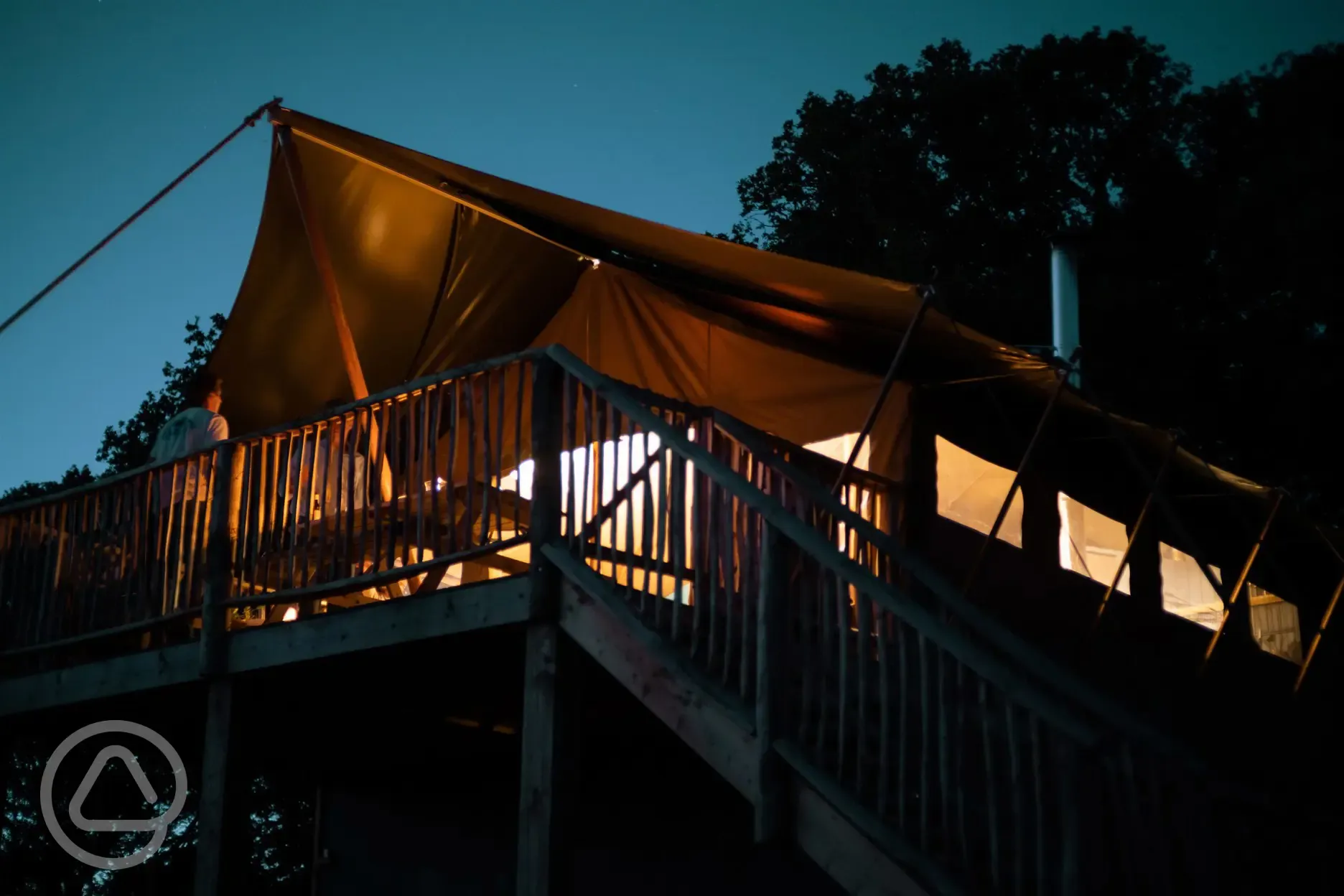 Safari tent at night