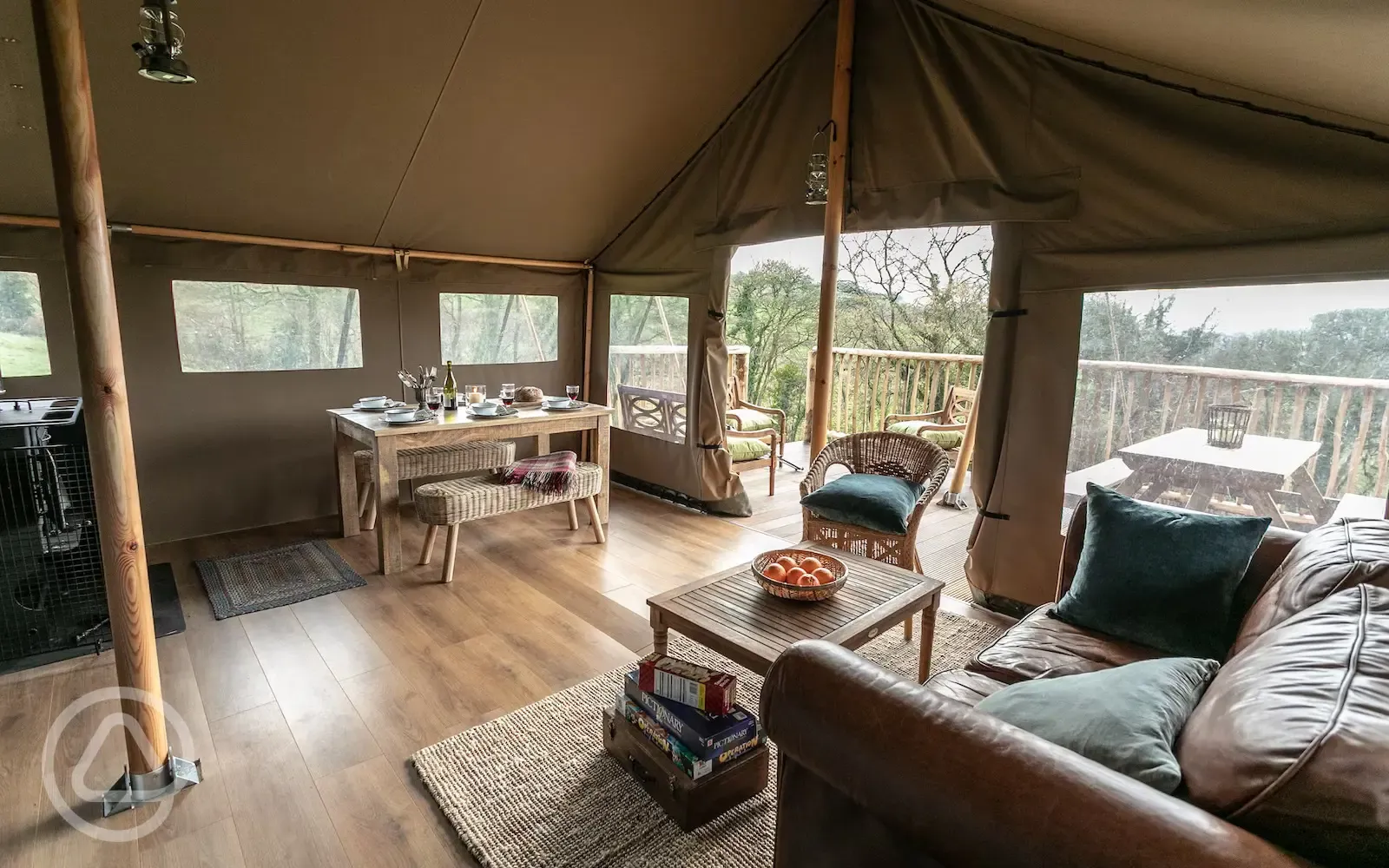 Safari tent lounge area