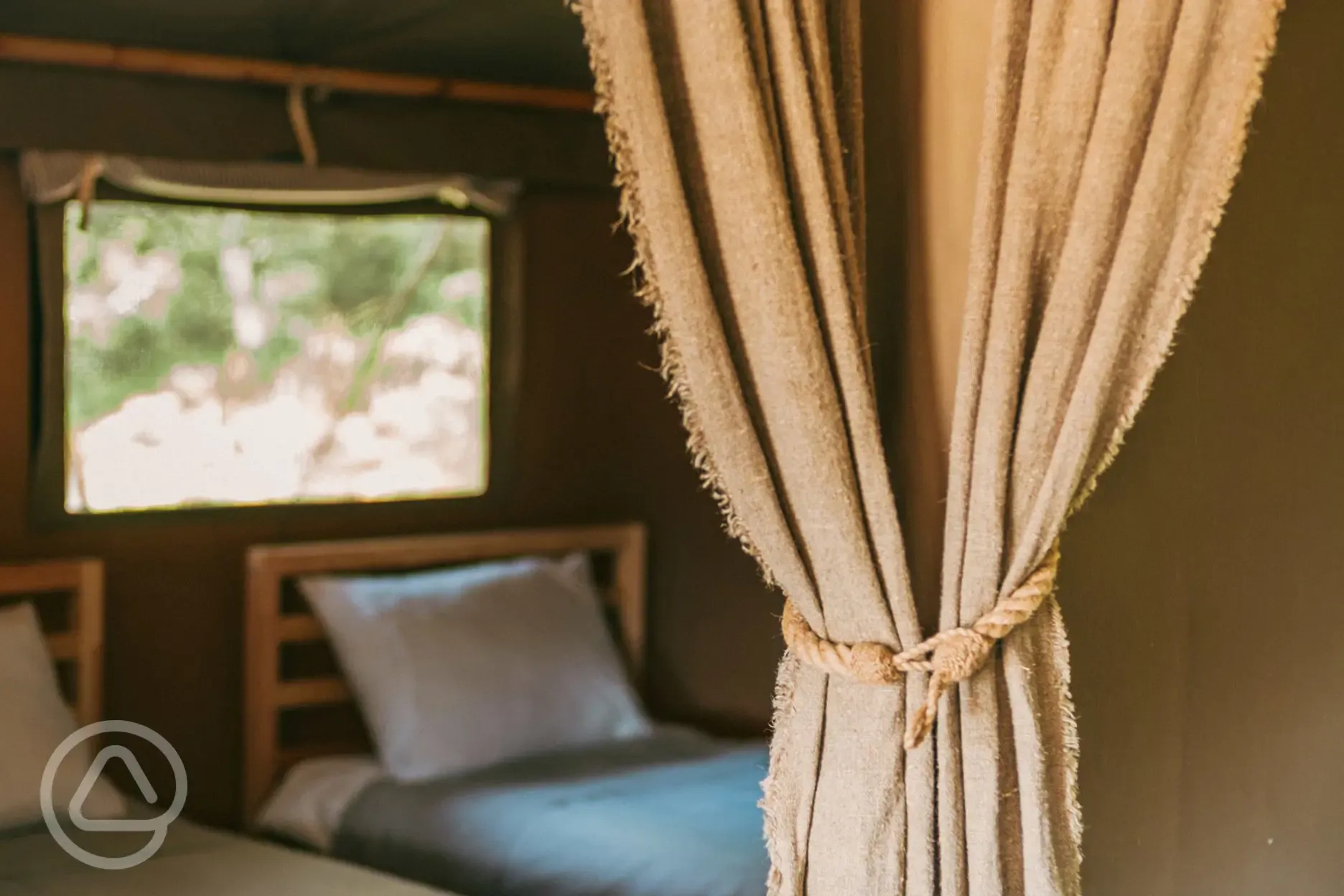 Safari tent twin bedroom