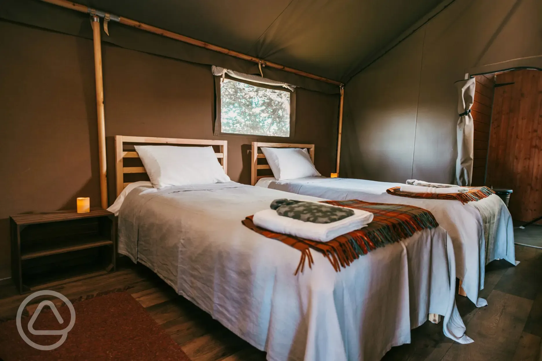 Safari tent twin bedroom